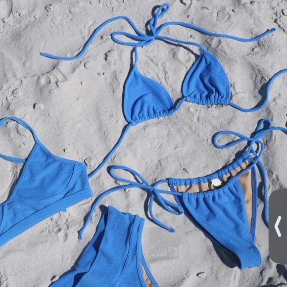 Gnash swim BNWT towelling string bikini top and bottoms size 2US/6AU - Picture 7 of 12